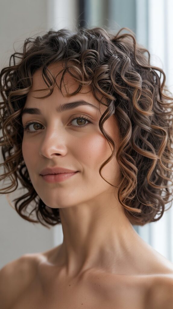 Curly Angled Bob with Definition