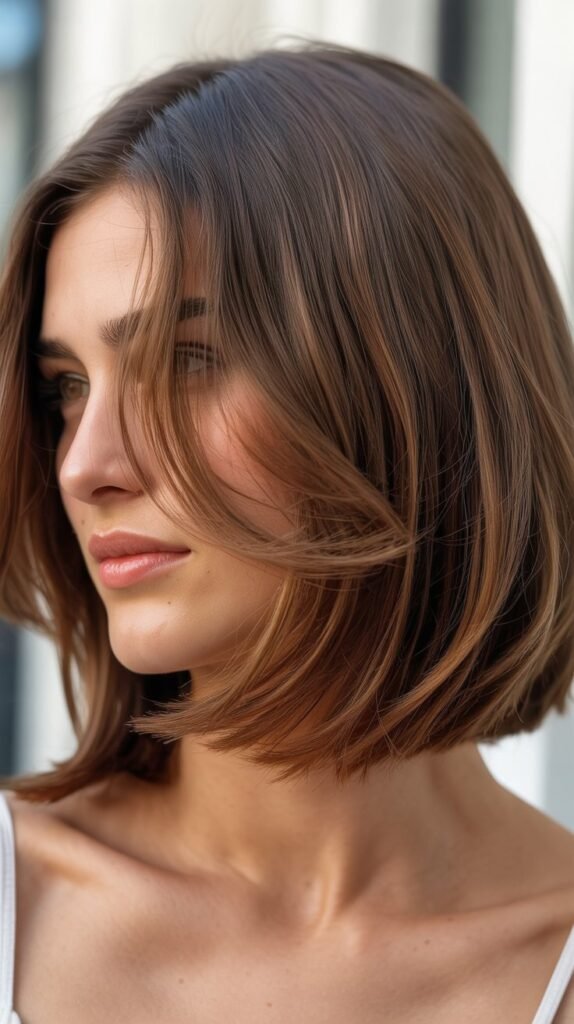 Medium Angled Bob with Feathered Layers