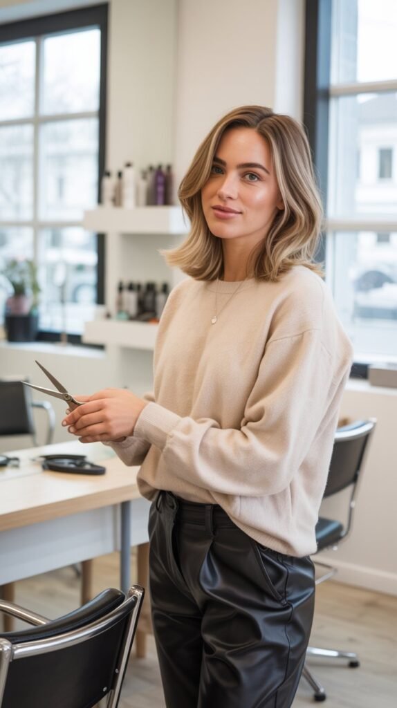  Leather Pants with Casual Top