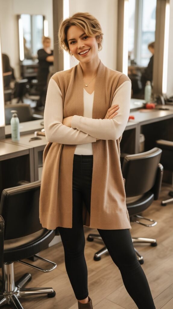 Longline Cardigan with Leggings