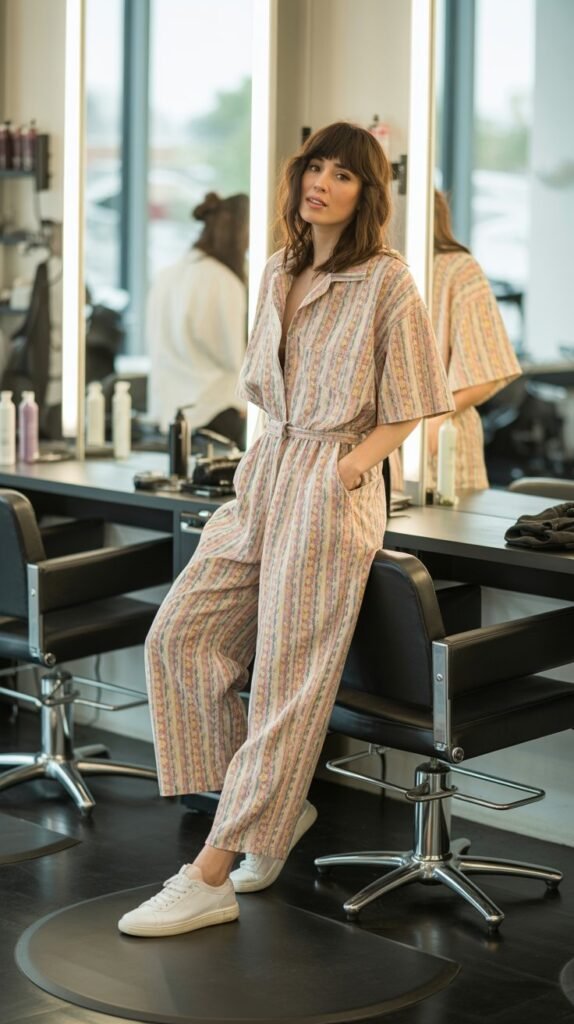  Printed Jumpsuit with Sneakers