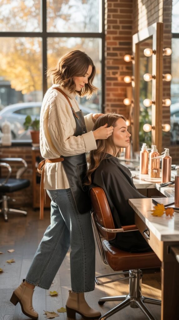 Cozy Hairstylist Outfits for Work in Fall