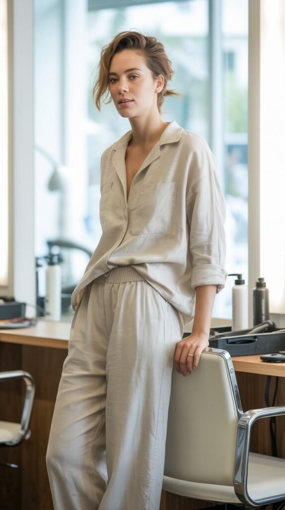  Matching Linen Set (Top and Pants)