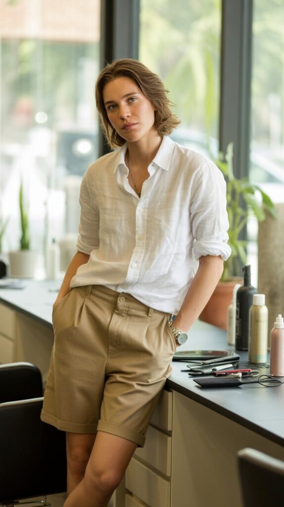 Bermuda Shorts with Linen Button-Down