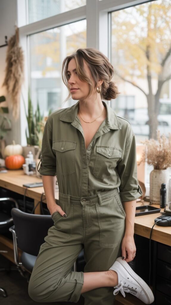 Olive Green Utility Jumpsuit