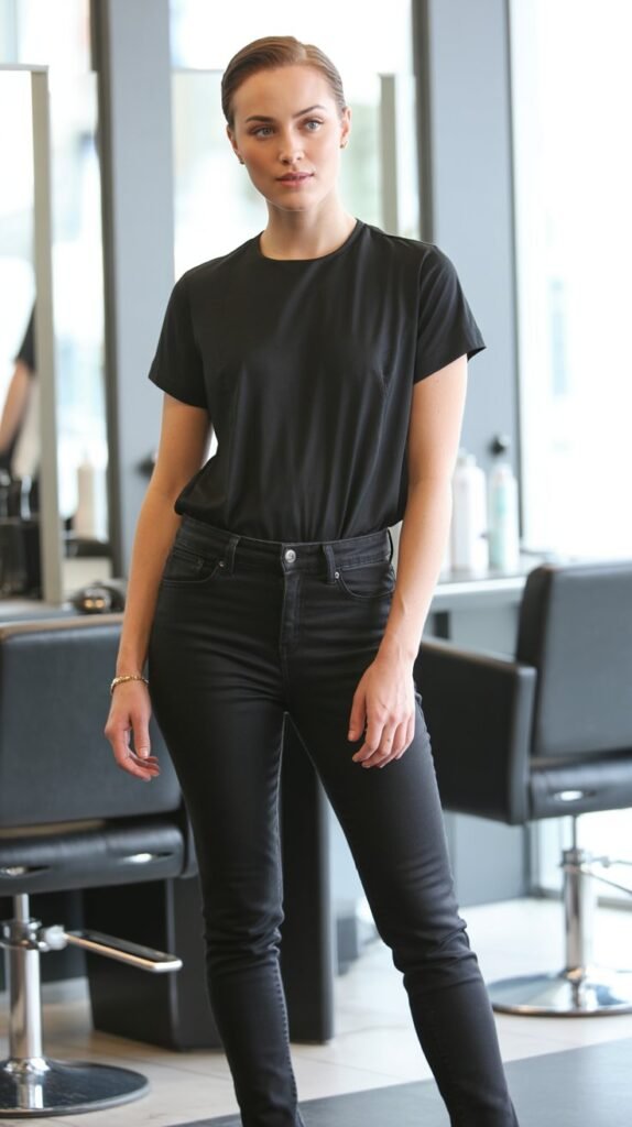  Classic Black Skinny Jeans with Fitted Black Tee