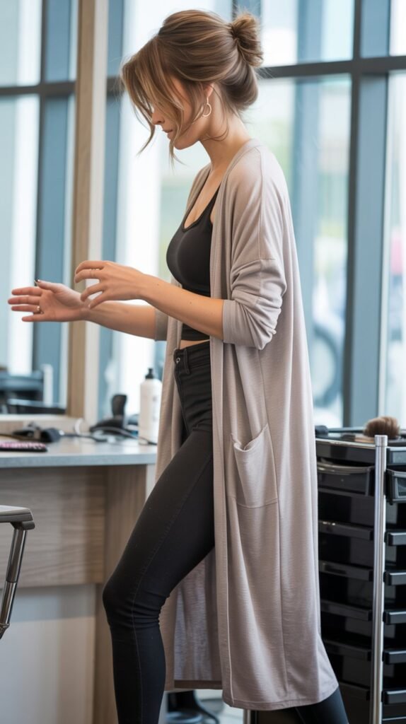 Black Leggings with Longline Cardigan