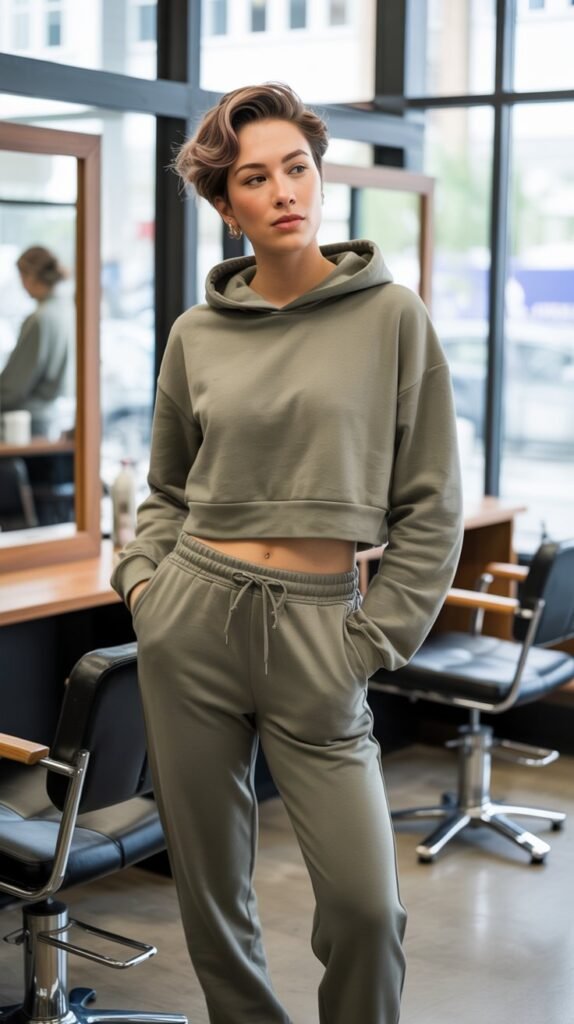 Track Pants with Cropped Hoodie