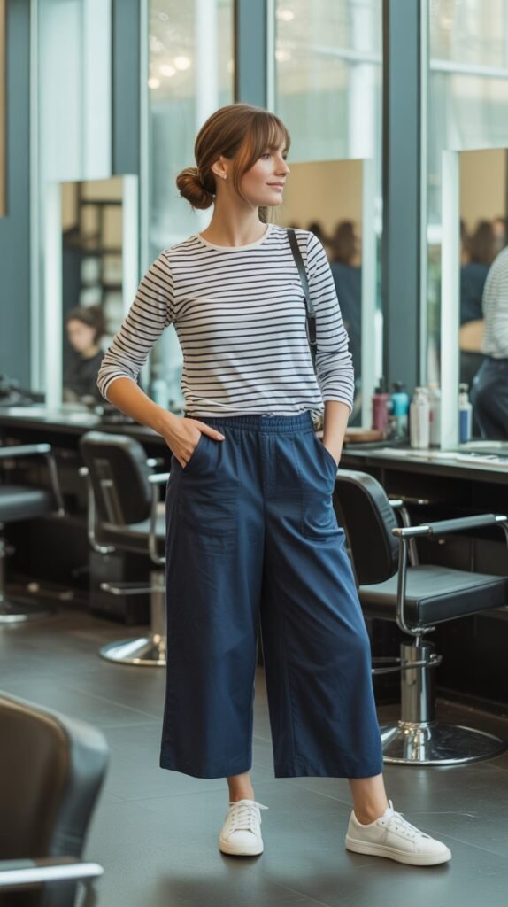 Culottes with Striped Long-Sleeve Tee