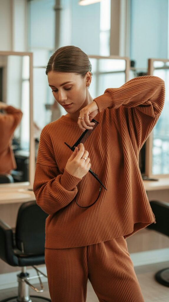 Ribbed Knit Set in Warm Tones