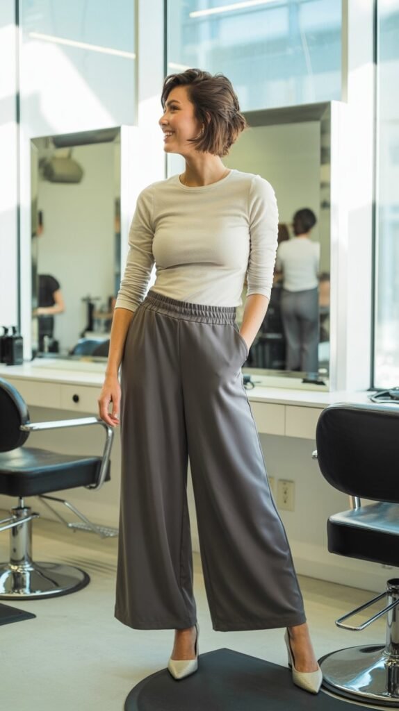 Culottes with Fitted Long-Sleeve Top
