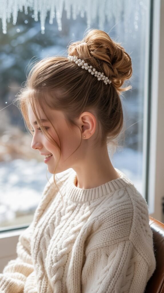 Elegant Cute Winter Updo Hairstyles for School