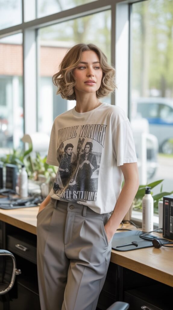 Vintage Band Tee with Modern Bottoms