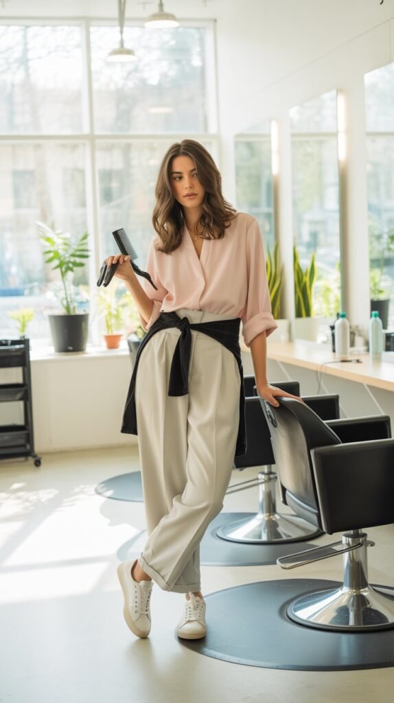 Fresh Hairstylist Outfits for Work in Spring