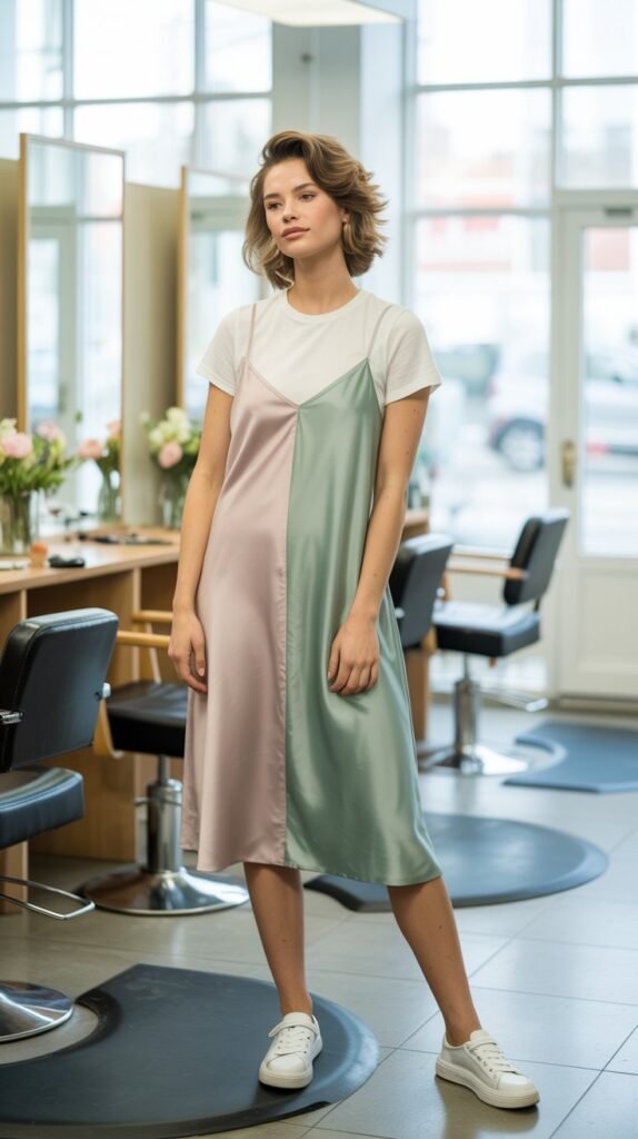 Slip Dress with T-Shirt Underneath