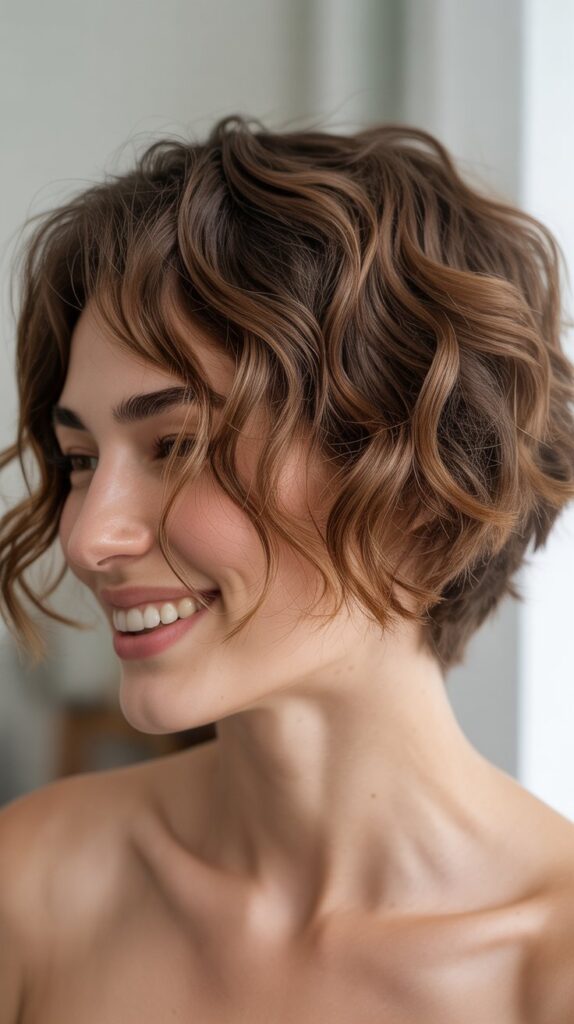 27 Gorgeous Wavy Pixie Hairstyles for Thick Hair 27 Natural Wavy Pixie with Air-Dried Texture