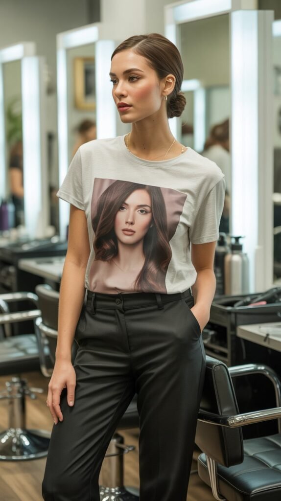 Graphic T-Shirt with Professional Bottoms