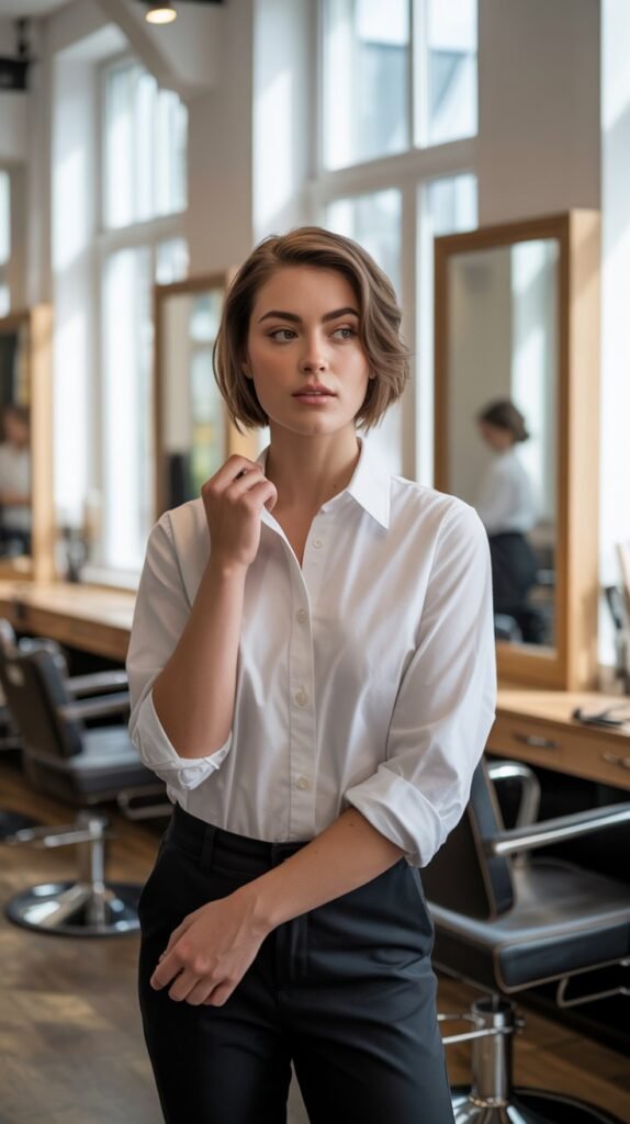 Button-Down Shirt with Rolled Sleeves