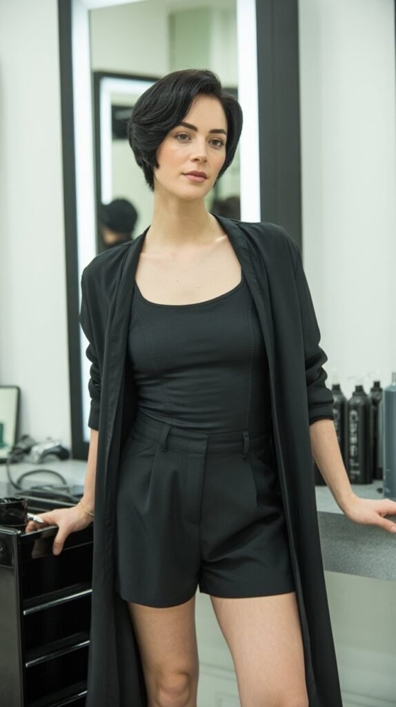  Black Romper with Black Cardigan