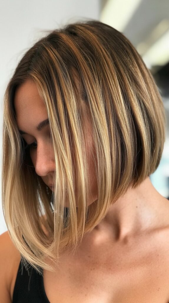 Long Bob with Choppy Layers and Sideswept Bangs