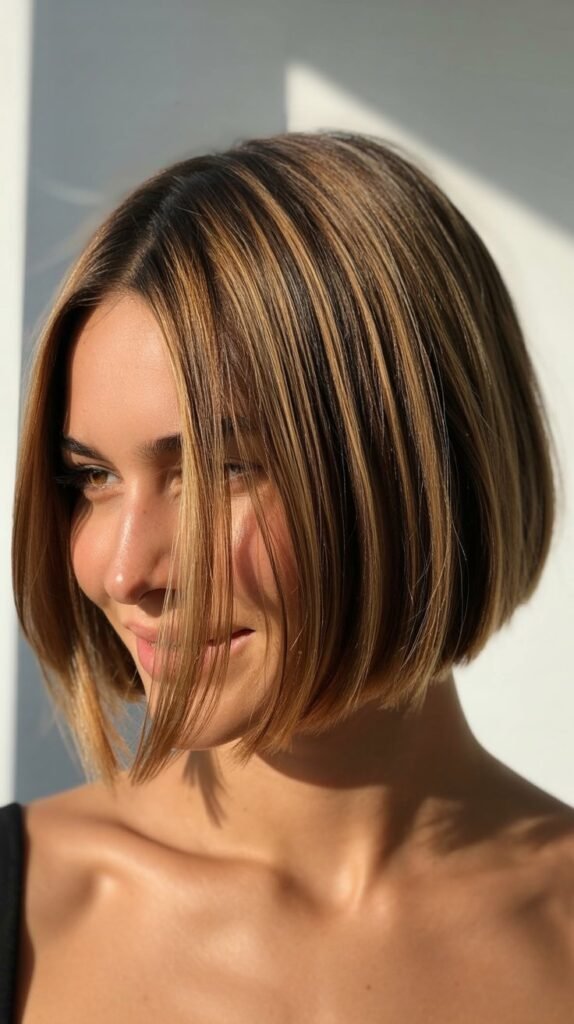 Angled Bob with Face-Framing Highlights
