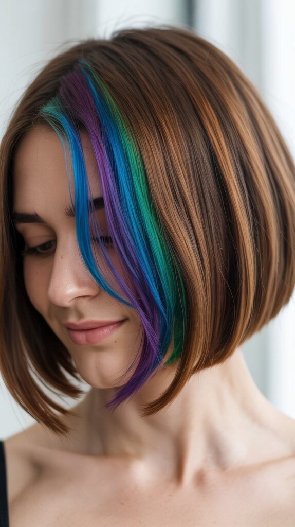 Angled Bob with Hidden Rainbow Colors
