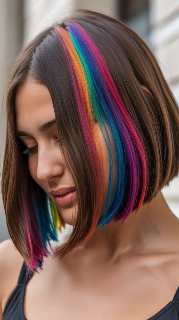 Medium Angled Bob with Hidden Rainbow Underlayer