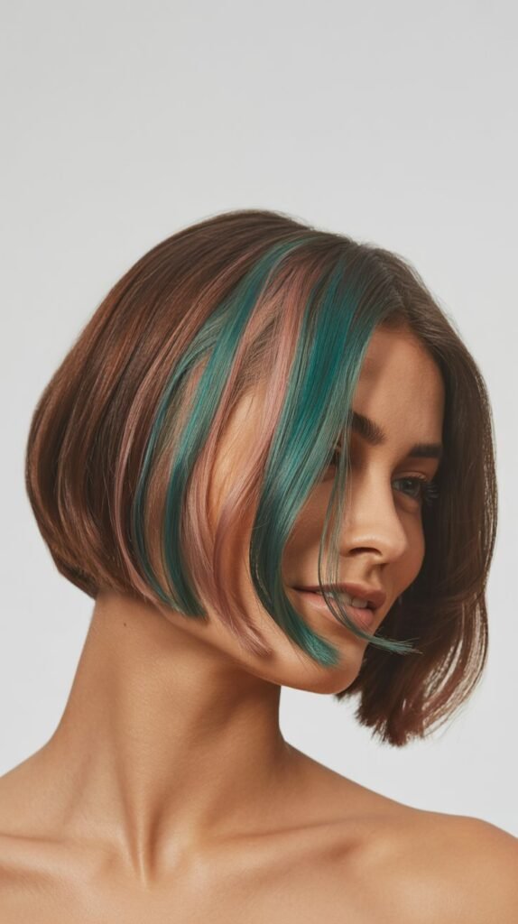 Angled Bob with Peek-a-Boo Colors