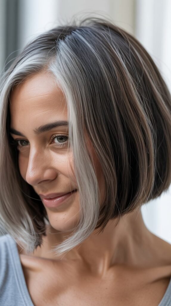 Angled Bob with Natural Gray Embrace