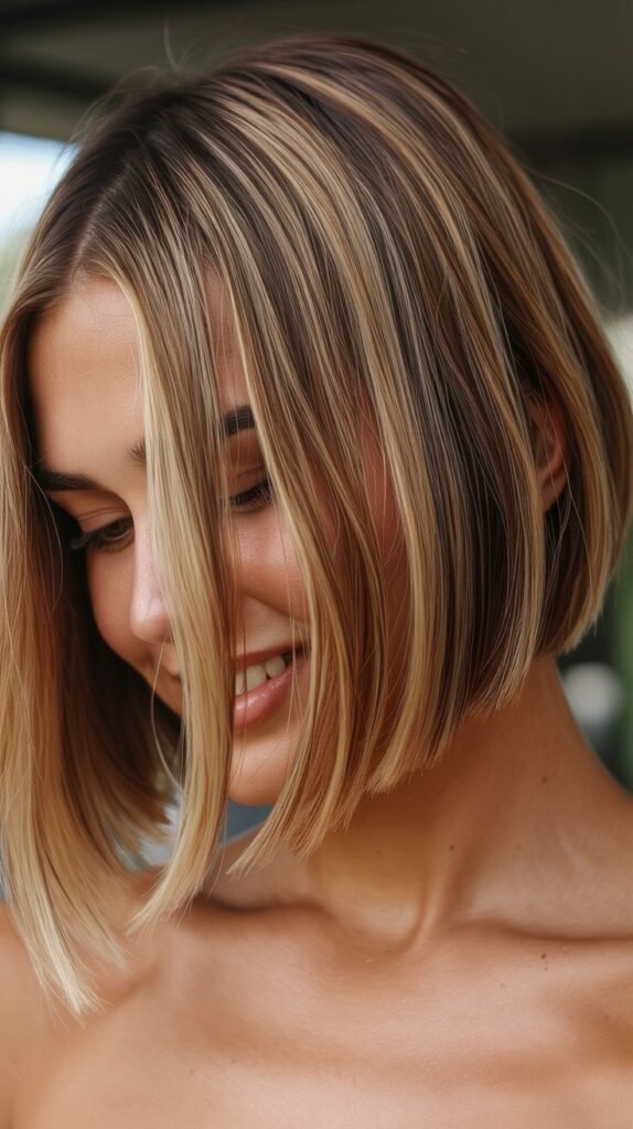 Angled Bob with Lowlights