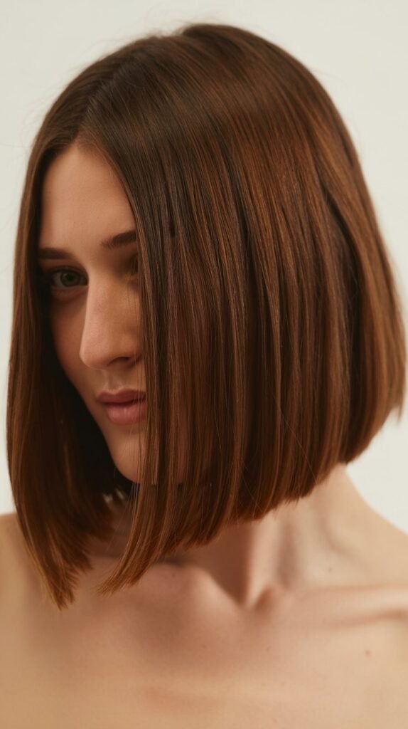 Classic Medium Angled Bob with Blunt Ends