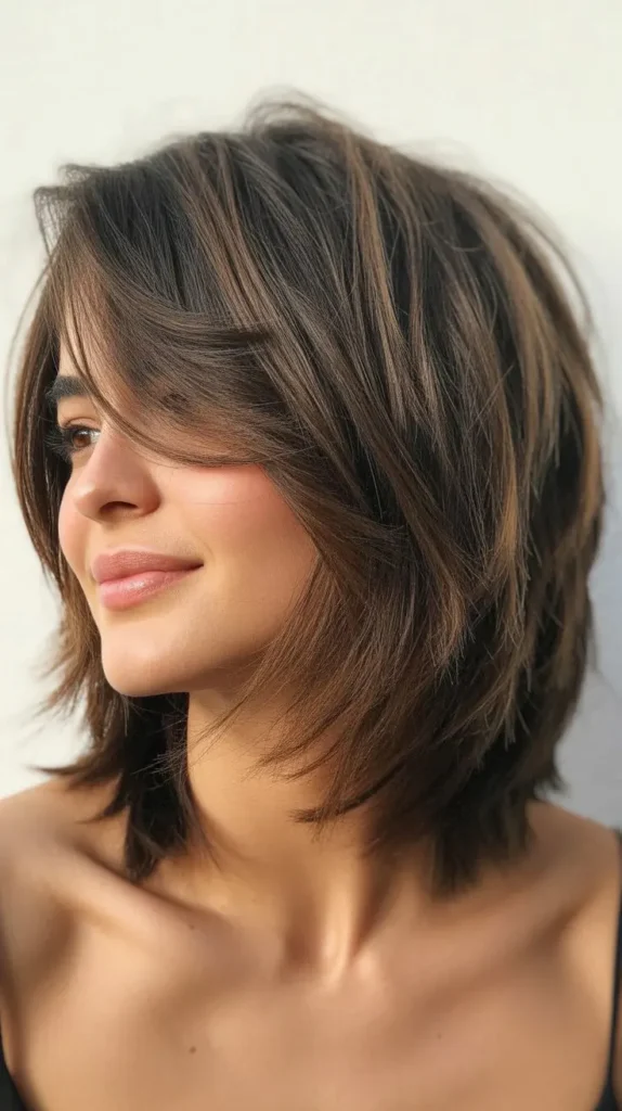 Textured Long Bob with Choppy Layers