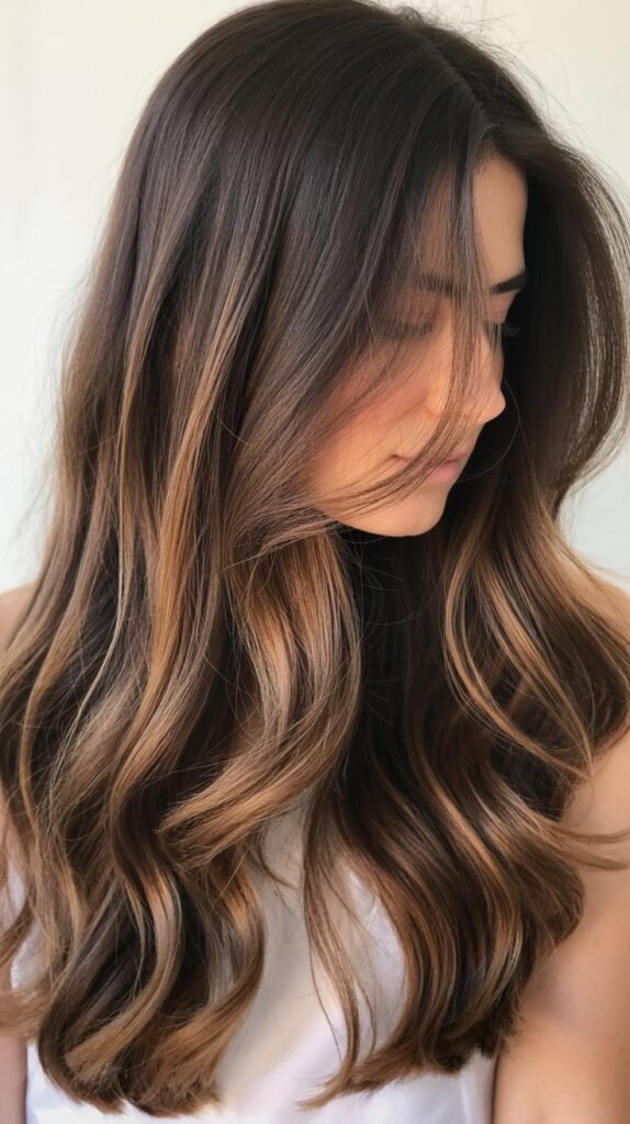 Chocolate Balayage for Long Hair