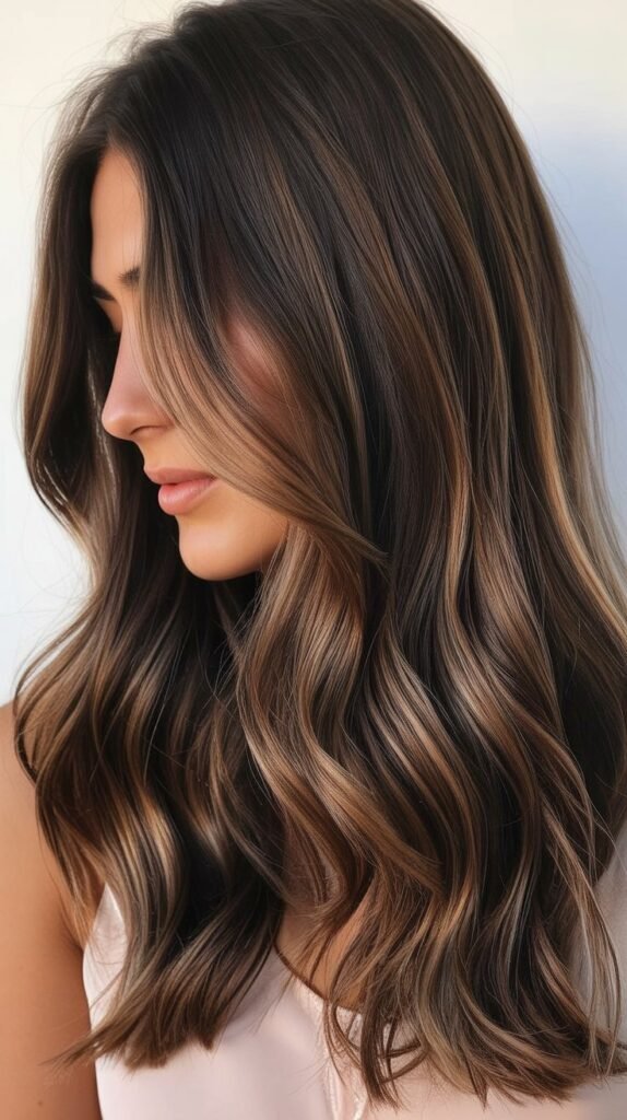  Chocolate Balayage for Medium-Length Hair