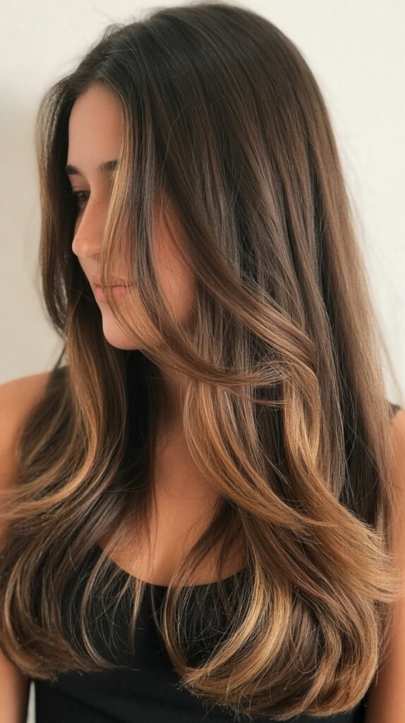 Chocolate Balayage on Straight Hair
