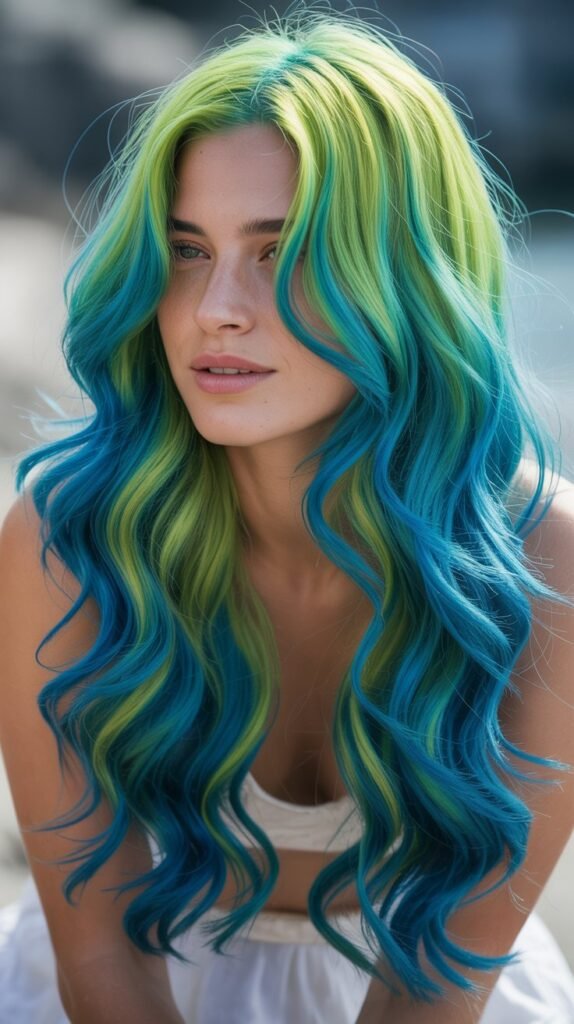 Chartreuse and Cyan Neon Fusion