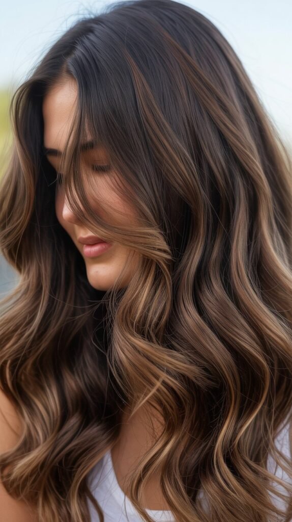  Chocolate Balayage for Thick Hair