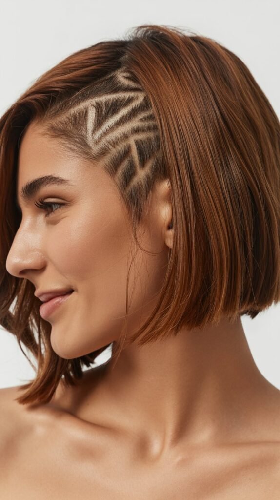 Medium Angled Bob with Undercut Design