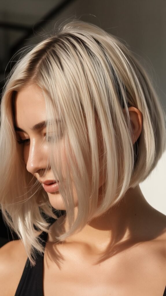 Classic Straight Long Bob with Blunt Bangs