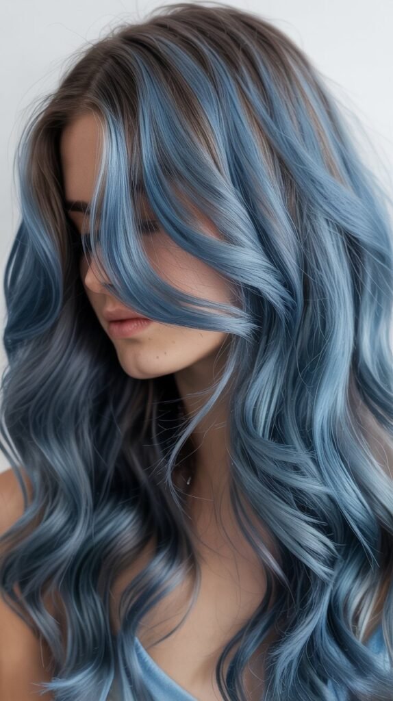 Steel Blue and Silver Metallic Shine