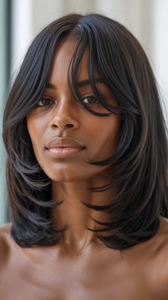 Relaxed Long Bob with Curtain Bangs