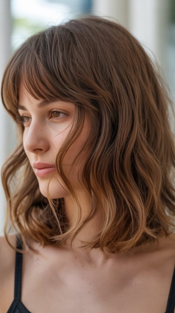 Messy Long Bob with Curtain Bangs