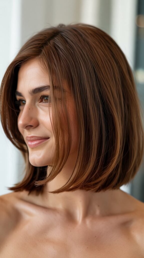 Stacked Medium Angled Bob with Volume at Crown