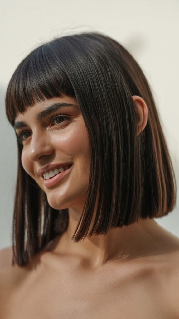  Blunt Long Bob with Micro Bangs