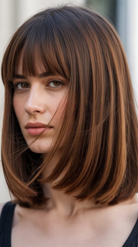 Graduated Long Bob with Full Bangs