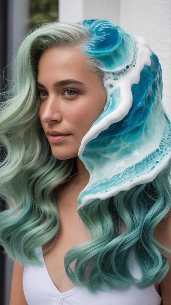 Aqua and White Foam Effect