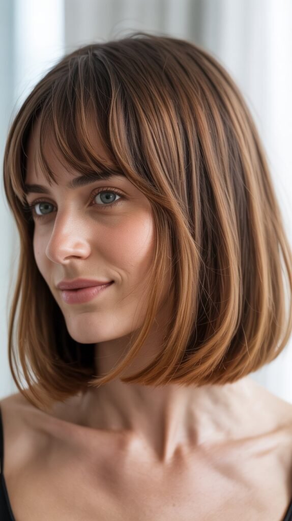 Graduated Long Bob with Graduated Bangs
