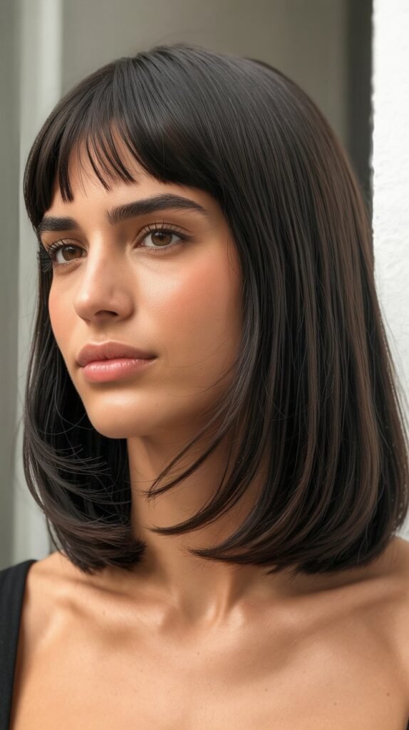  Long Bob with Baby Bangs and Undercut