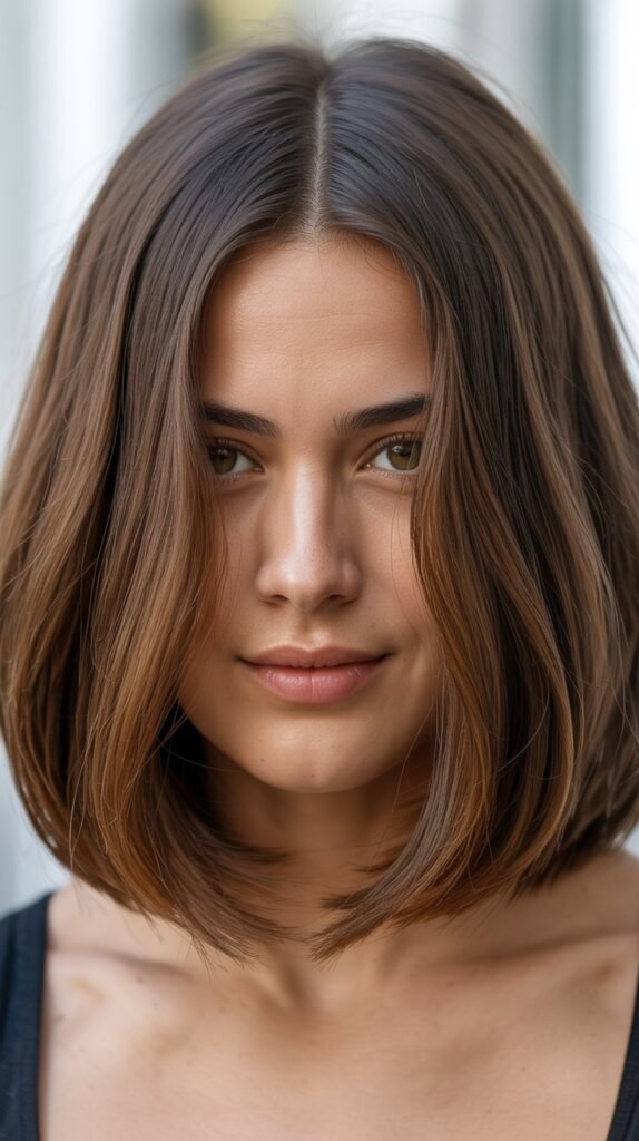 Medium Angled Bob with Middle Part
