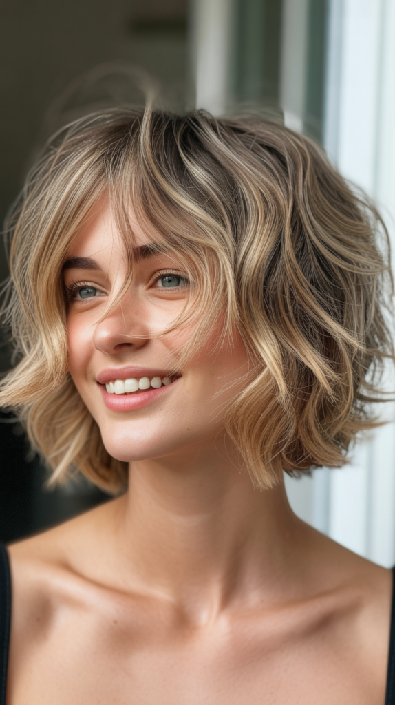 Tousled Shaggy Bob with Beachy Waves